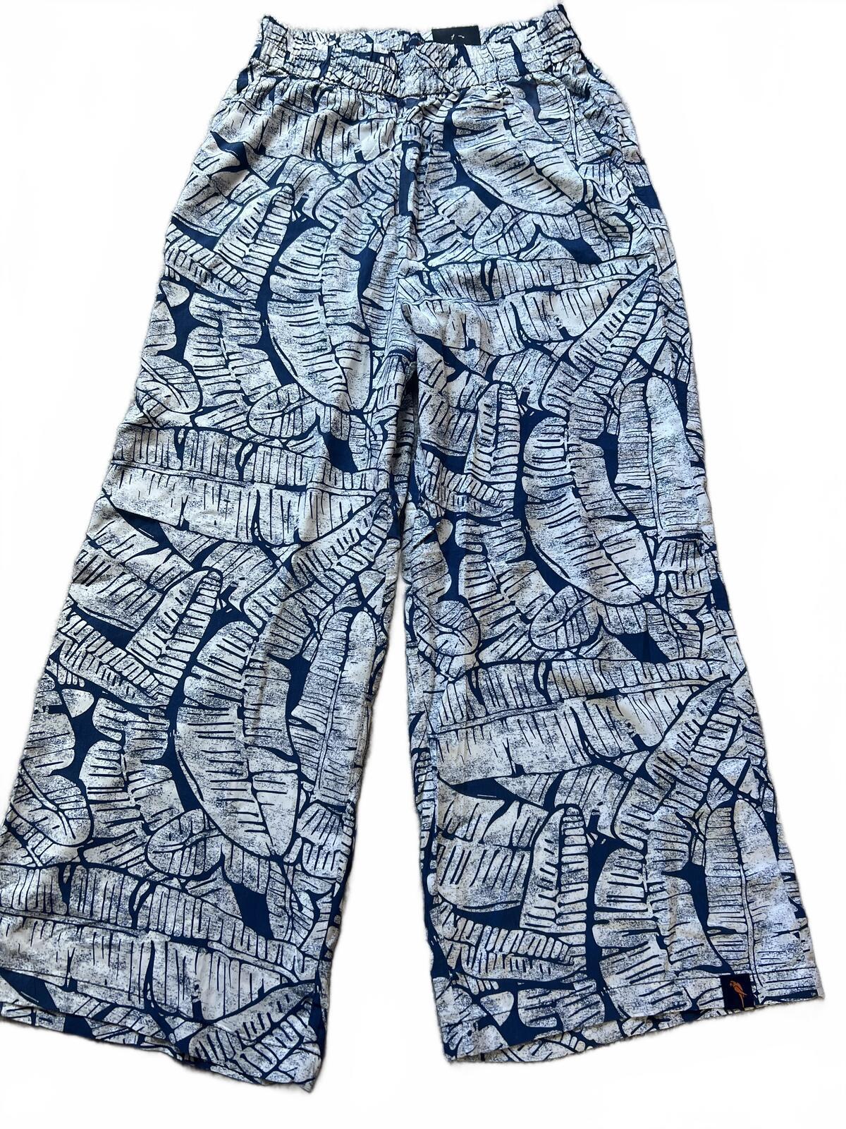 Ladies blue & white wide leg trousers, size Small