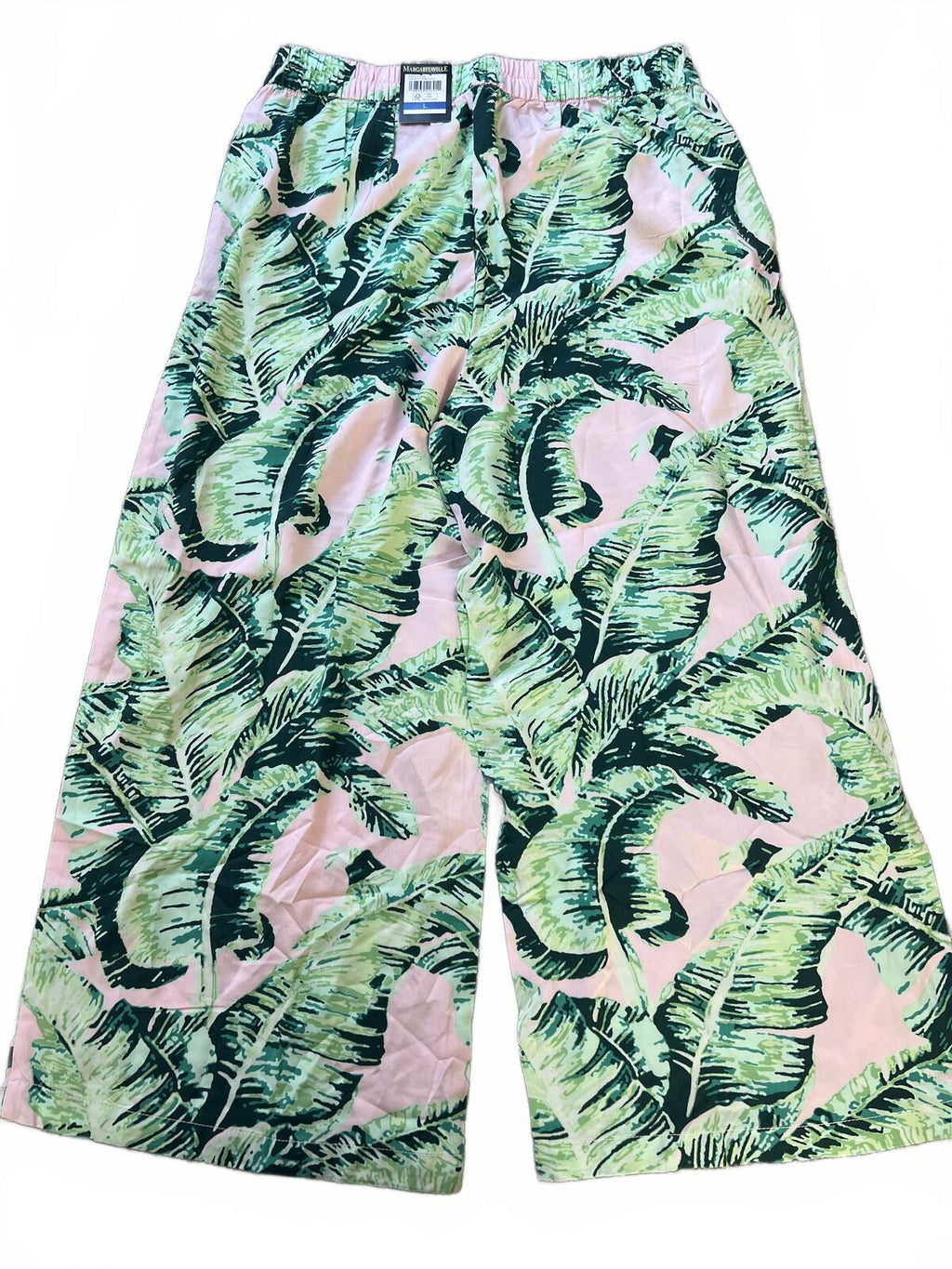 Margaritaville green & pink wide leg trousers, size large