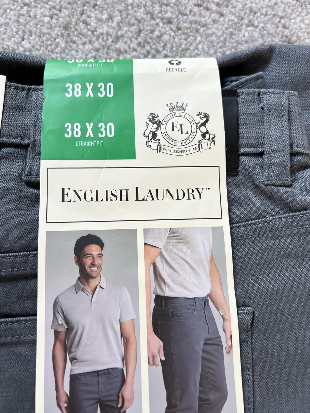 English Laundry grey 365 trousers, size 38” x 30”