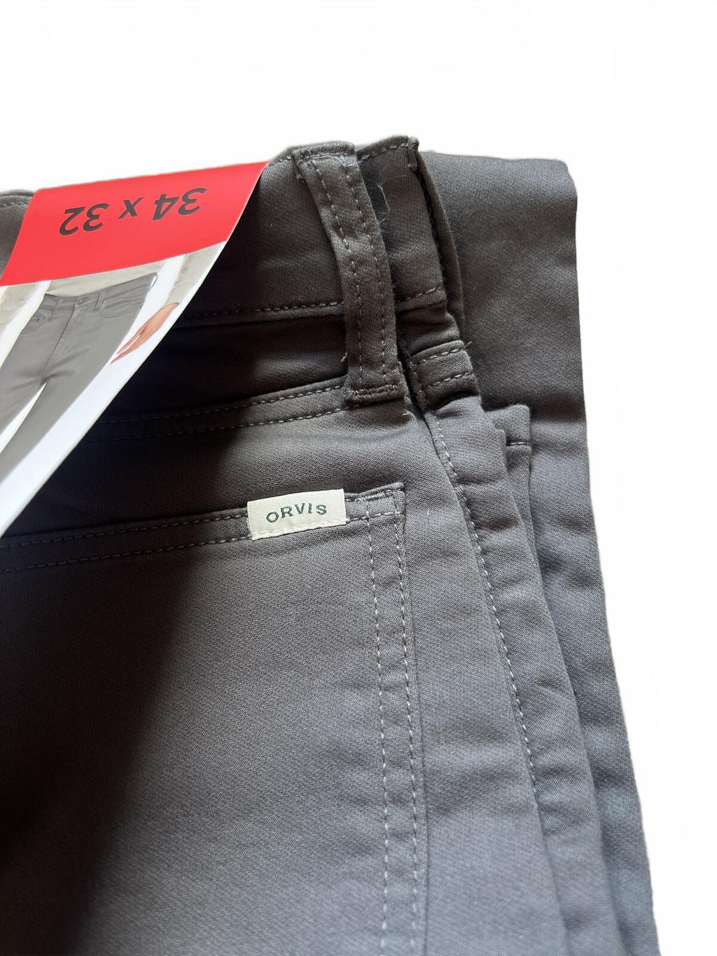 Orvis grey 5-pocket chinos, size 34” x 32”
