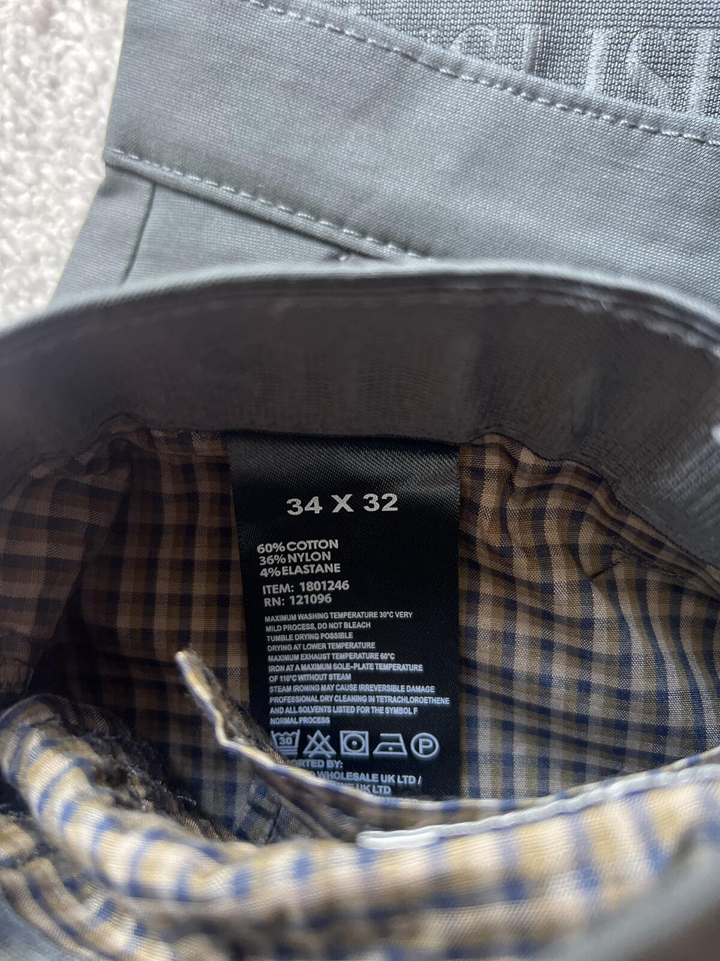 English Laundry Deep Sea flat front chino, size 34” x 32”