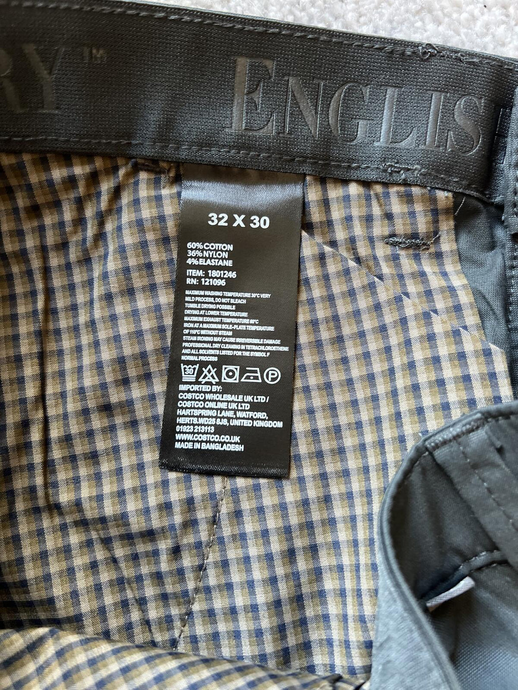 English Laundry deep sea flat front chinos, size 32” x 30”