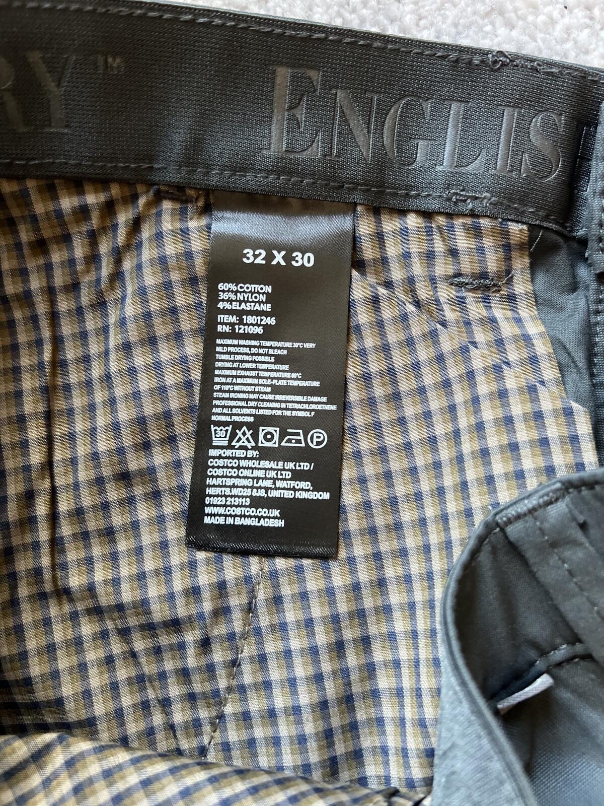English Laundry deep sea flat front chinos, size 32” x 30”