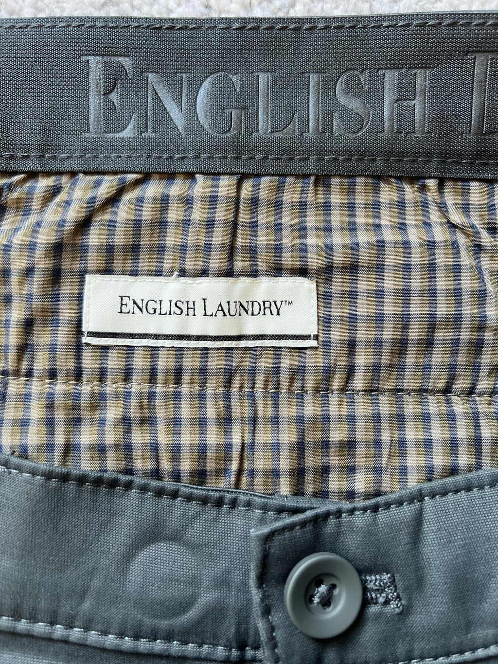 English Laundry deep sea flat front chinos, size 32” x 30”