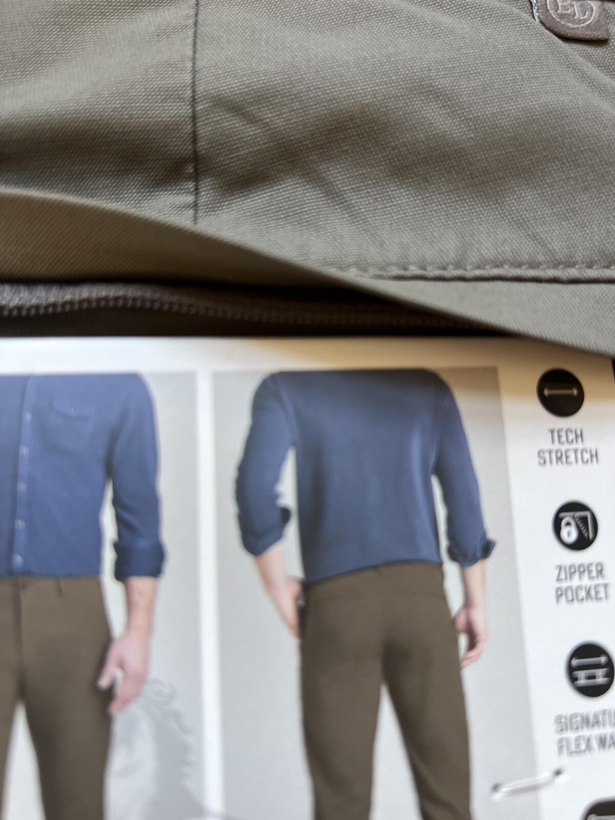 English Laundry mushroom flat front chinos, size 32” x 32”