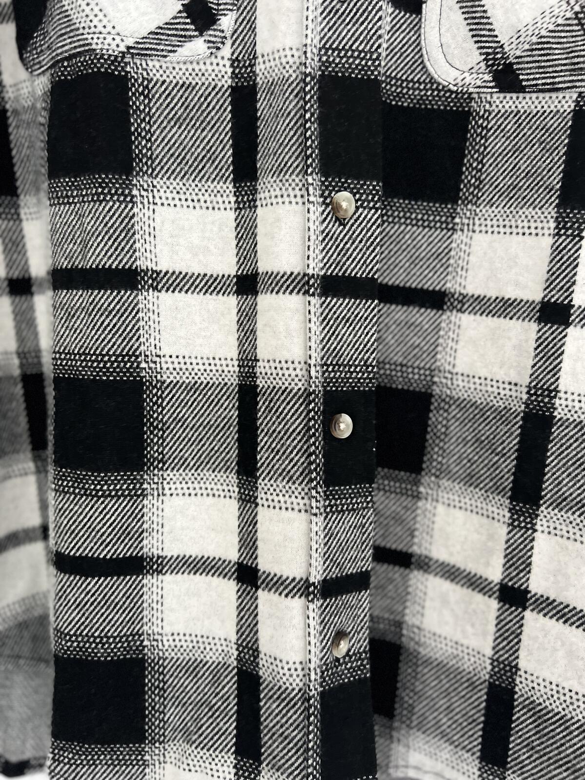 Ladies soft feel black & white check shirt, size large