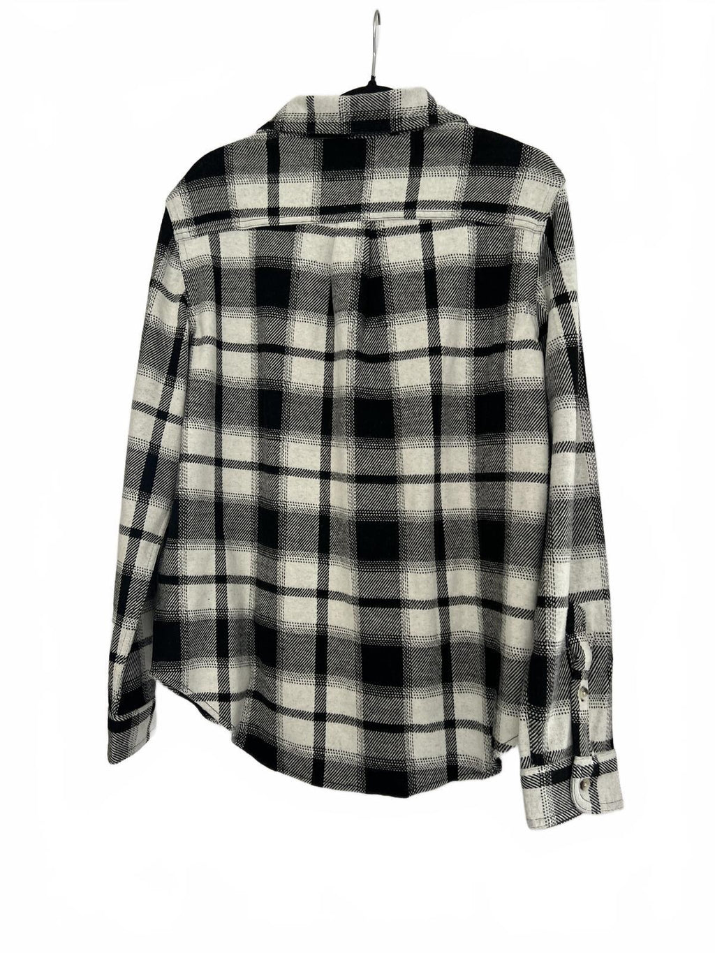 Ladies soft feel black & white check shirt, size large