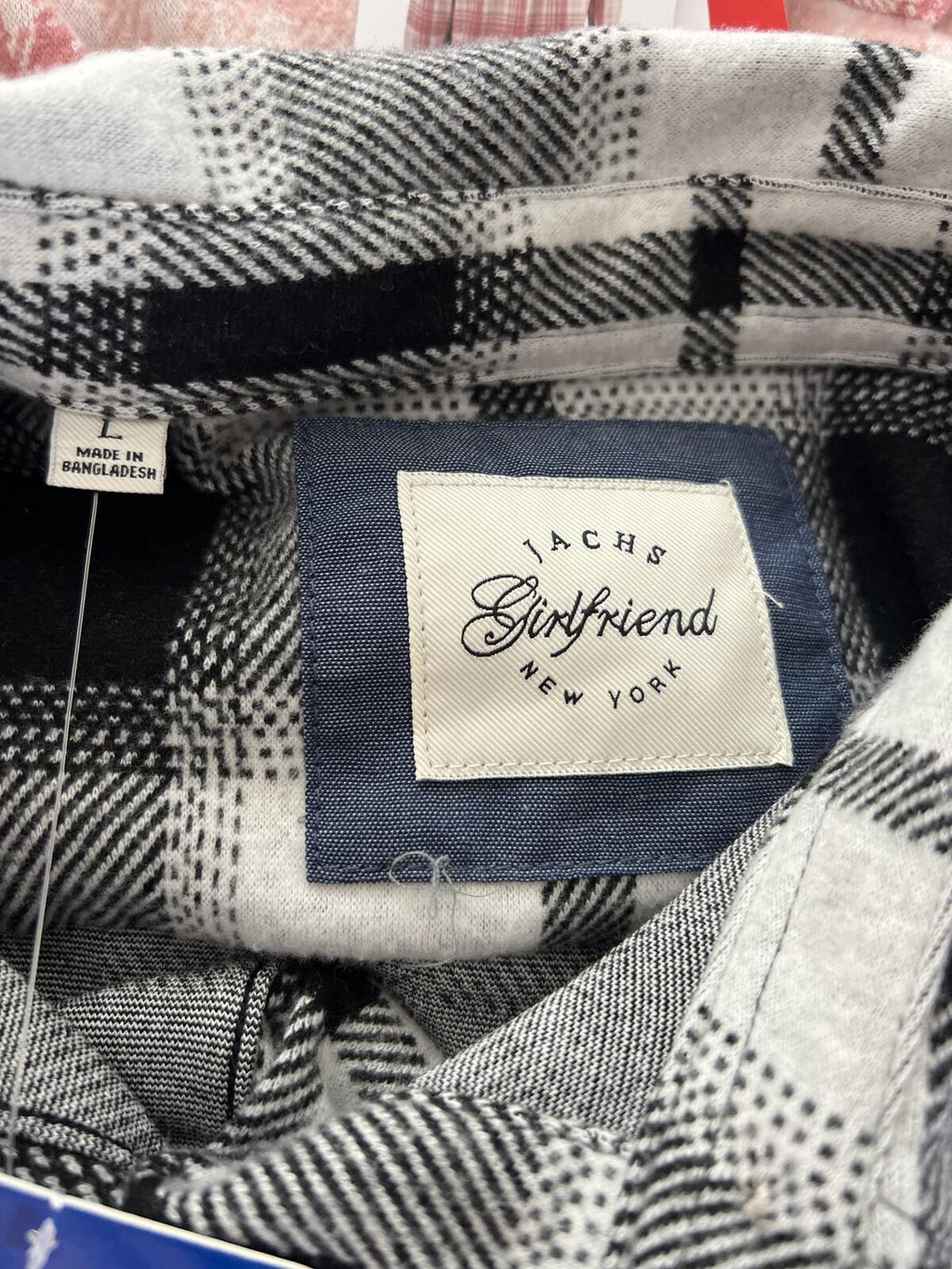 Ladies soft feel black & white check shirt, size large