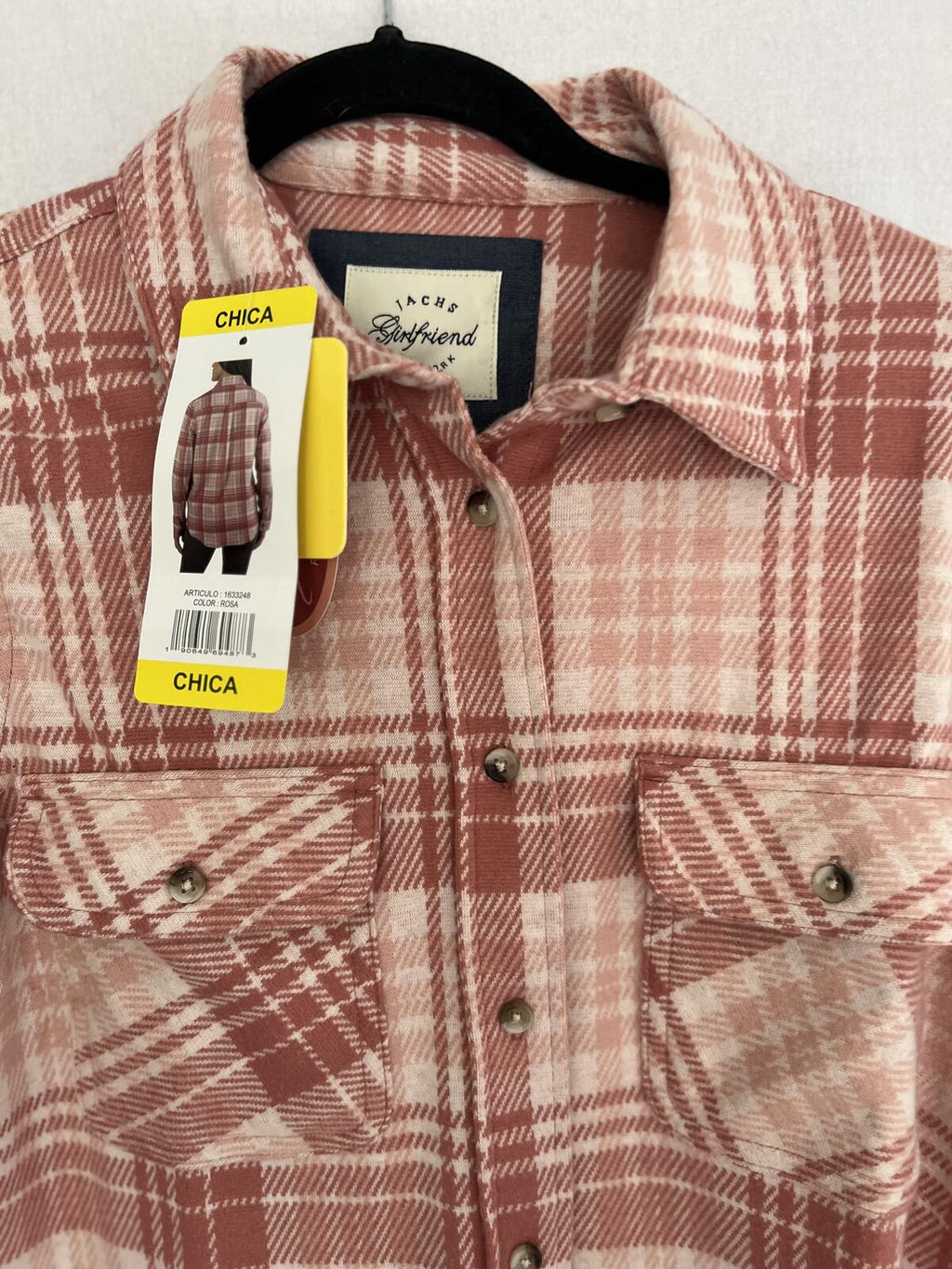 Jachs Girlfriend soft feel pink check shirt, size small