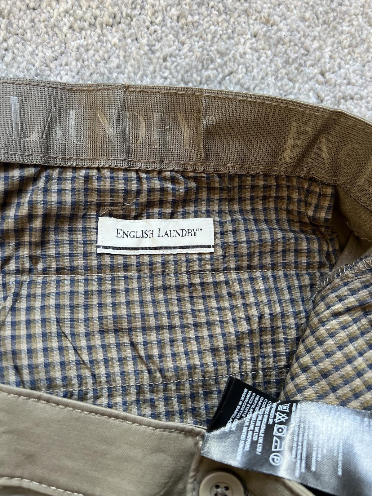 English Laundry khaki flat front chinos, size 40” x 30”