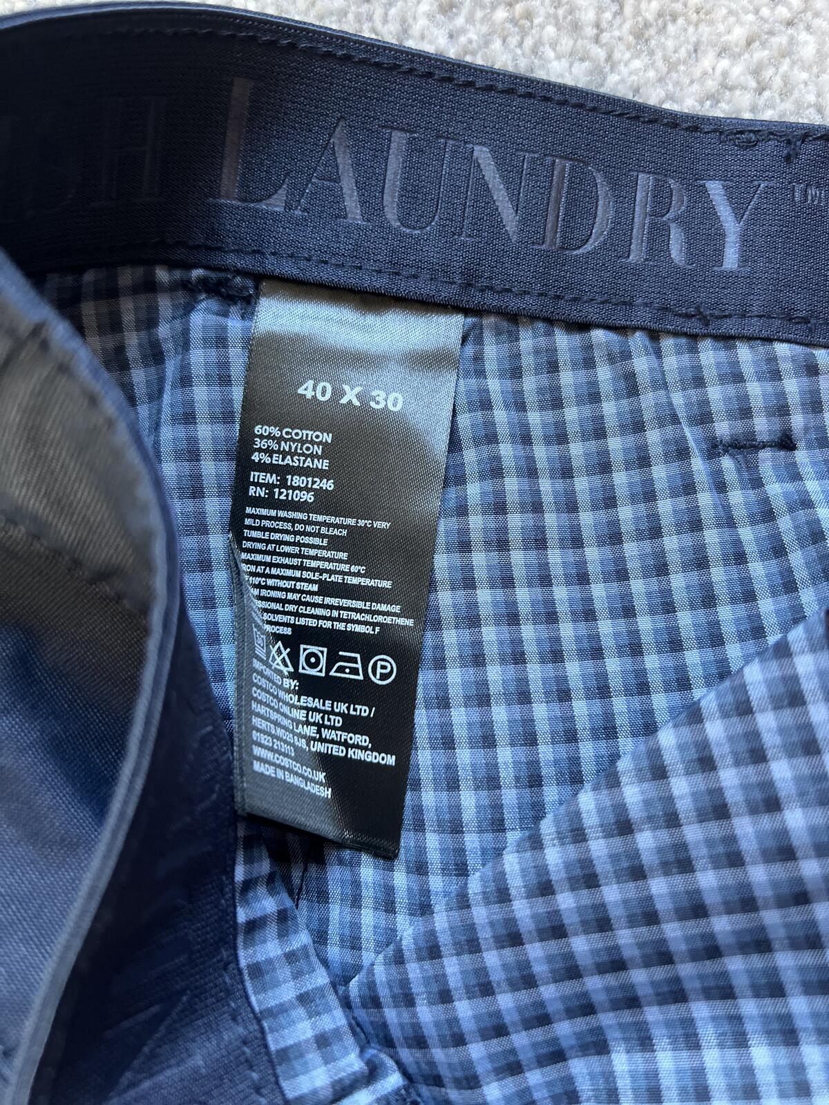 English Laundry navy flat front chinos, size 40” x 30”