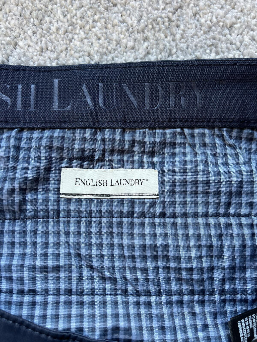 English Laundry navy flat front chinos, size 40” x 30”