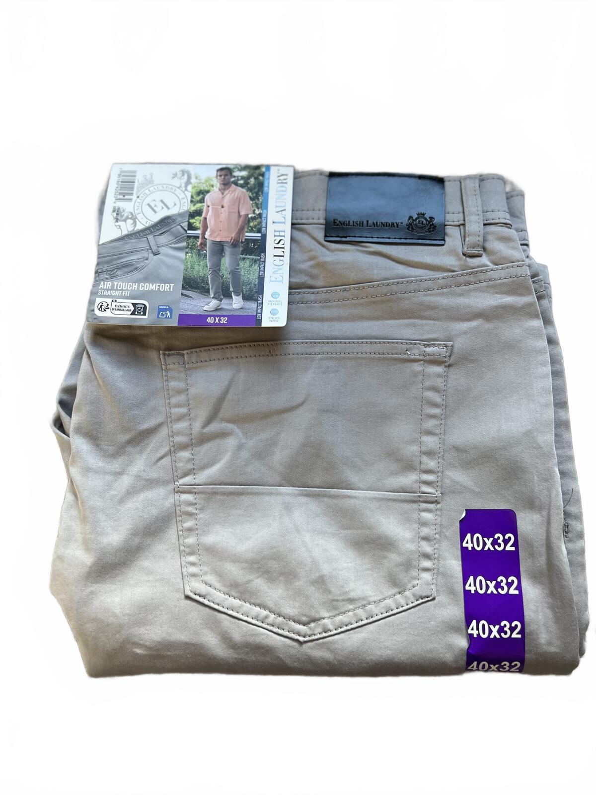 English Laundry grey 5-pocket chinos, size 40” x 32”