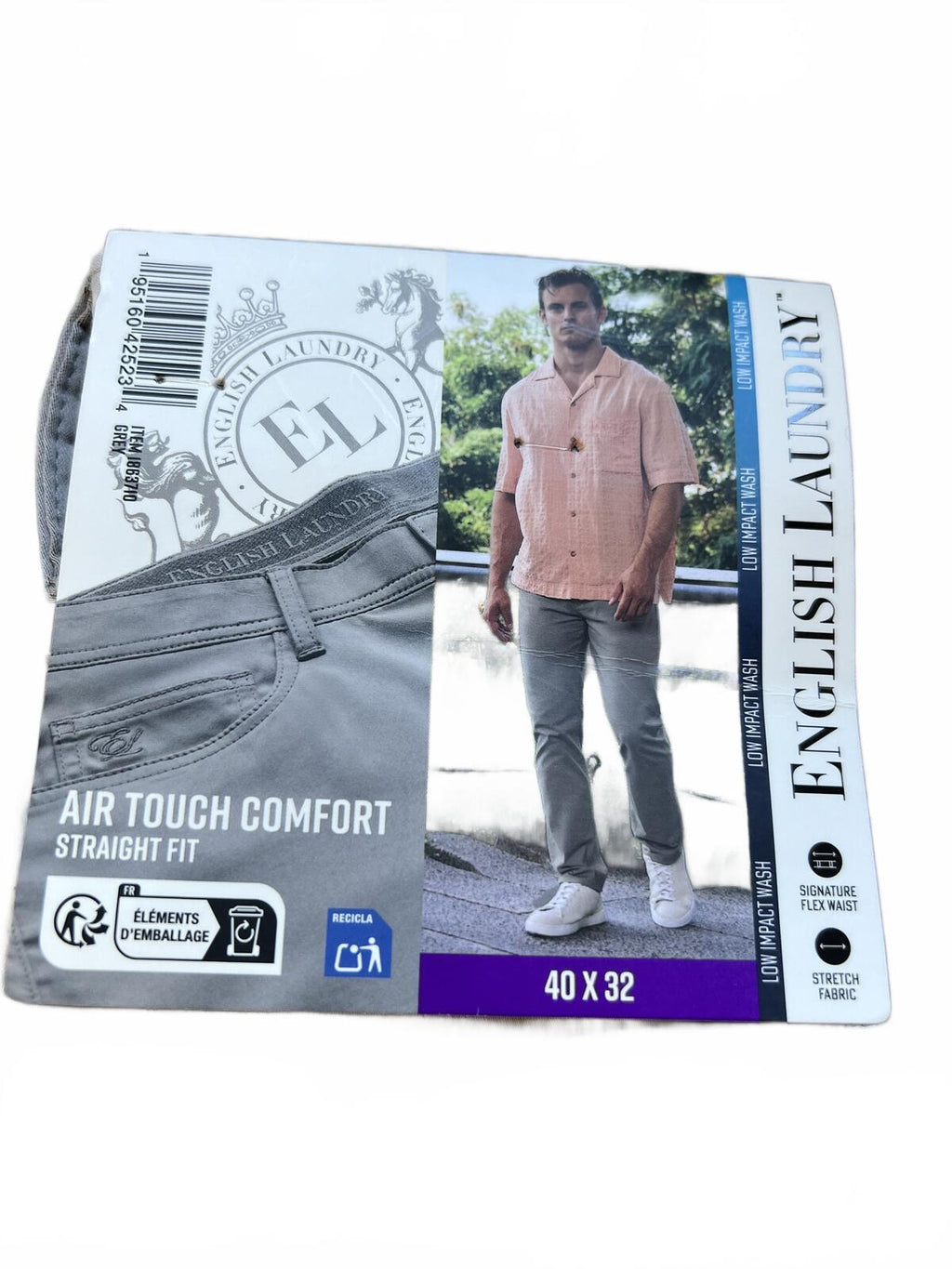English Laundry grey 5-pocket chinos, size 40” x 32”