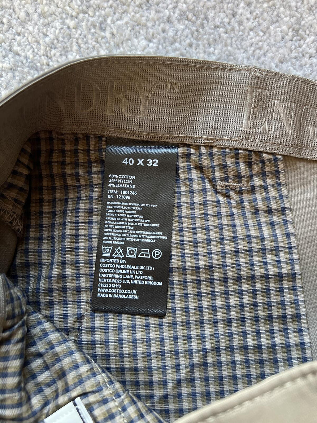 English Laundry mushroom flat front chinos, size 40” x 32”