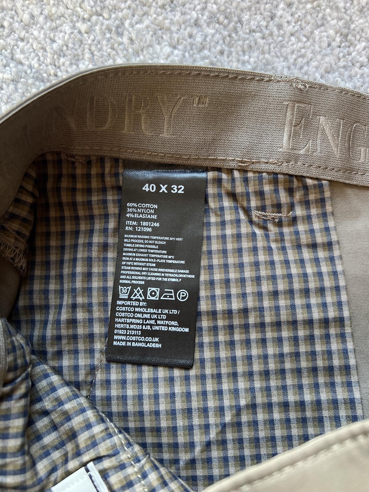 English Laundry mushroom flat front chinos, size 40” x 32”