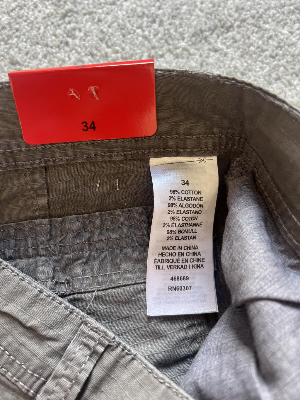 Unionbay grey cargo shorts, size 34” waist