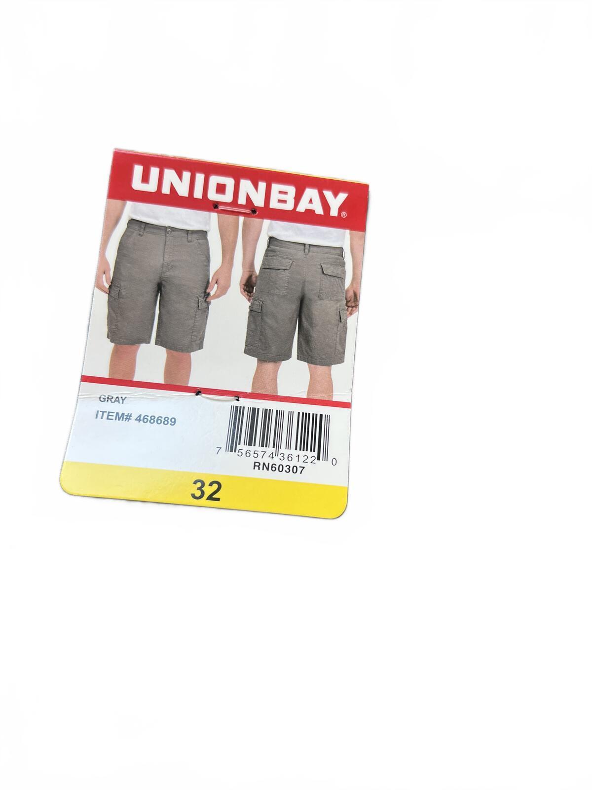 Unionbay grey cargo shorts, size 32” waist