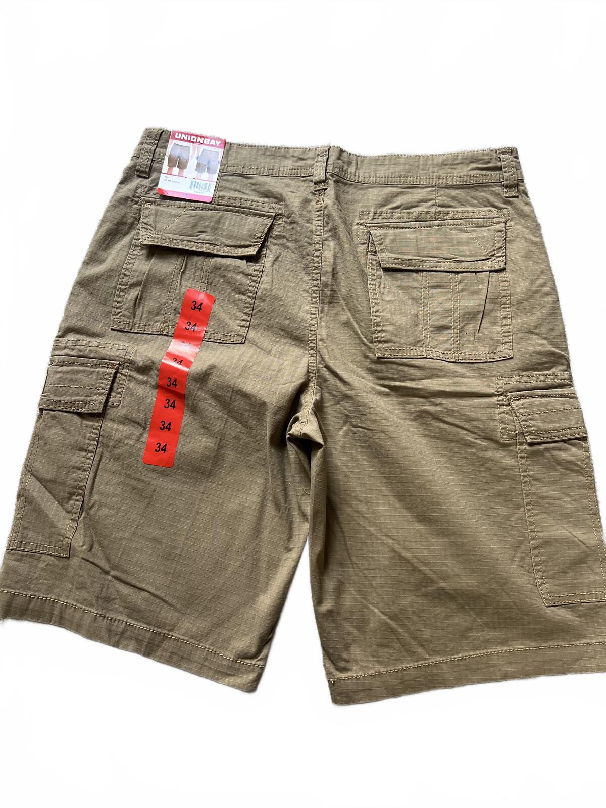Unionbay tan cargo shorts, size 34” waist