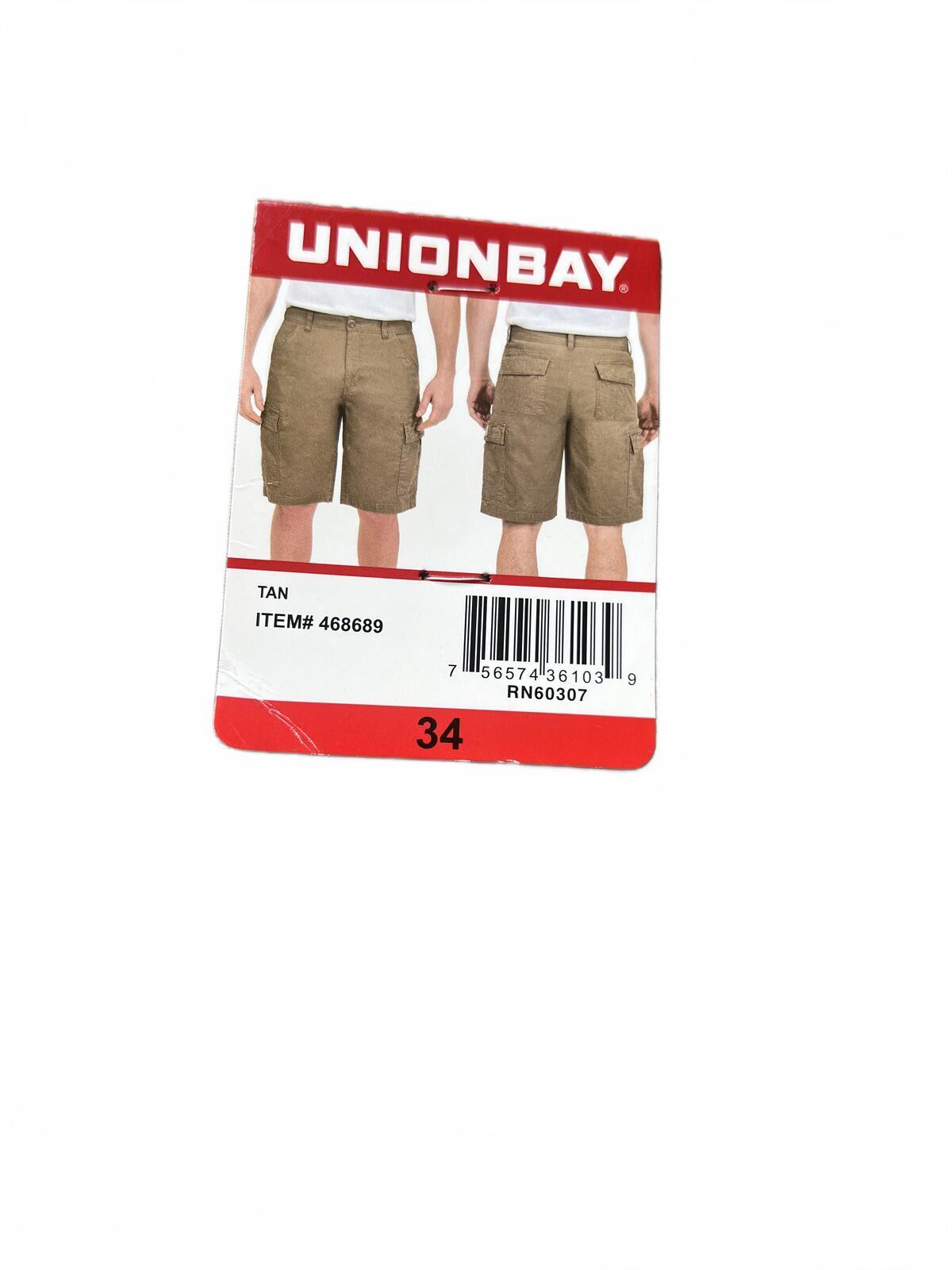 Unionbay tan cargo shorts, size 34” waist