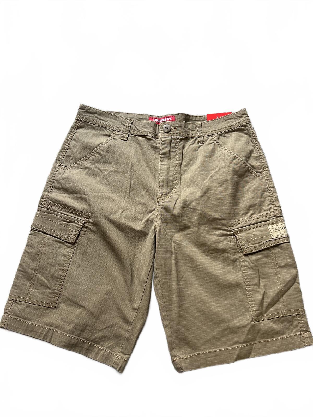 Unionbay tan cargo shorts, size 34” waist