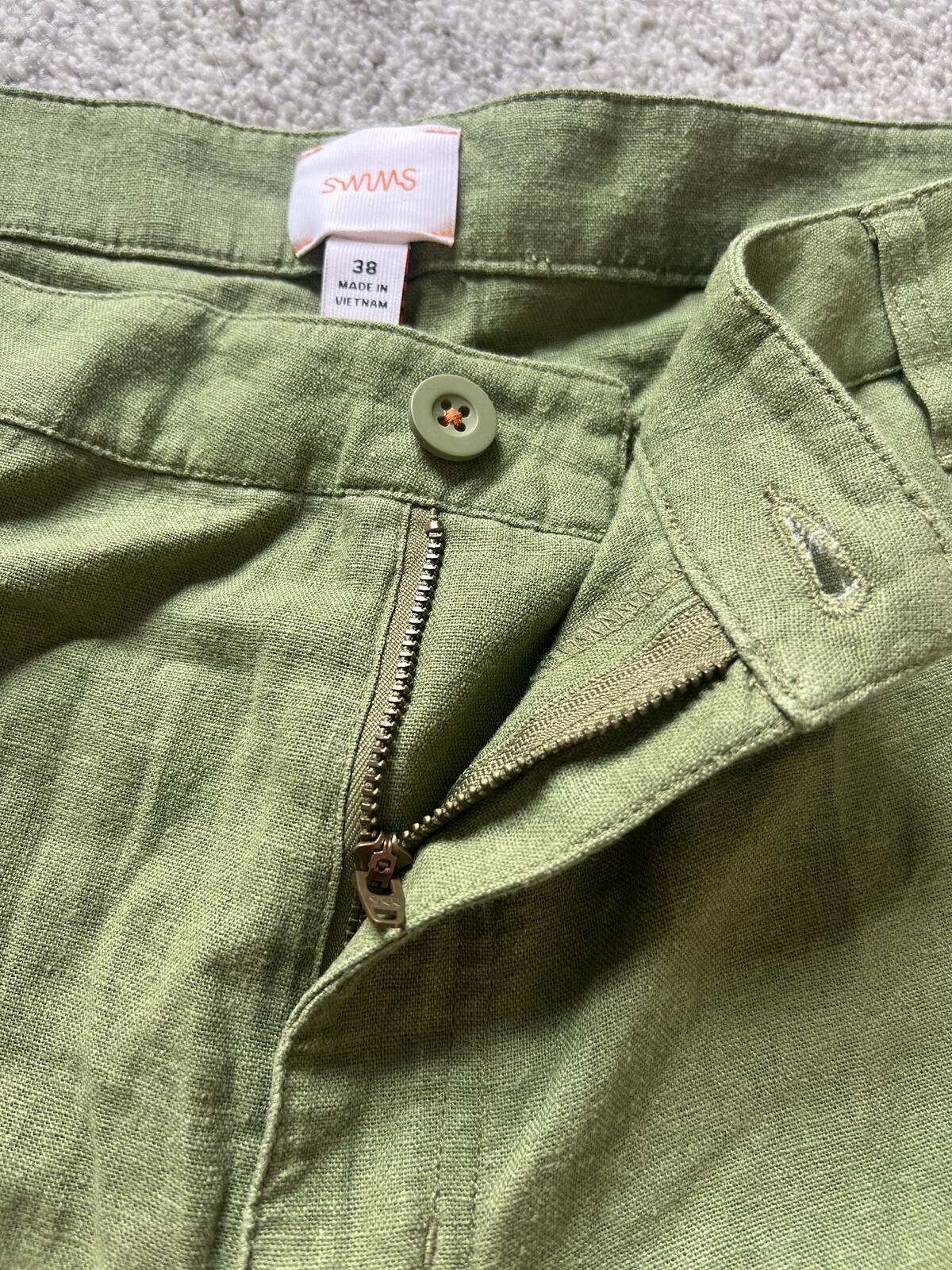 Swims green linen blend shorts, size 38” waist