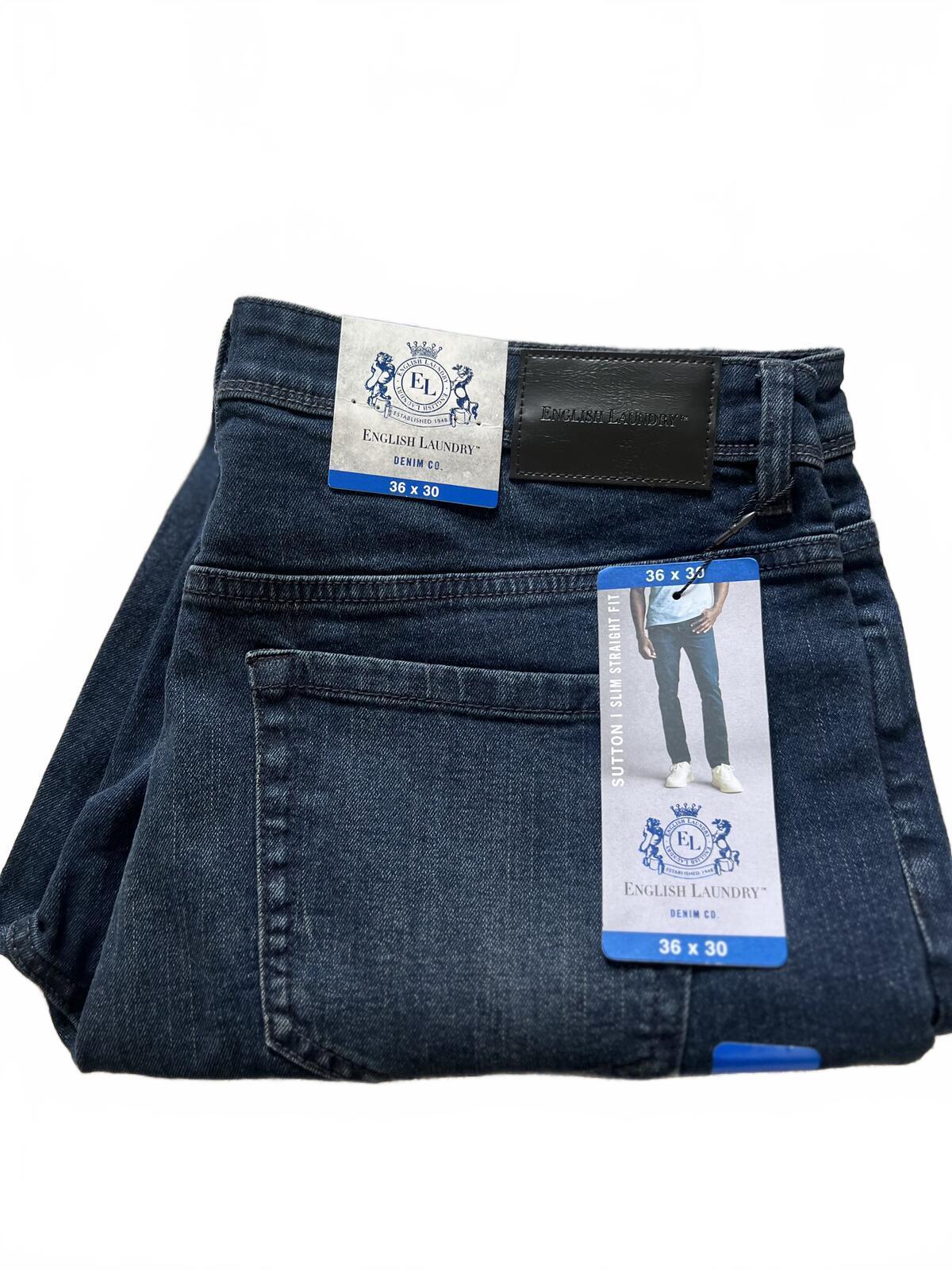 English Laundry ink blue straight fit jeans, size 36” x 30”