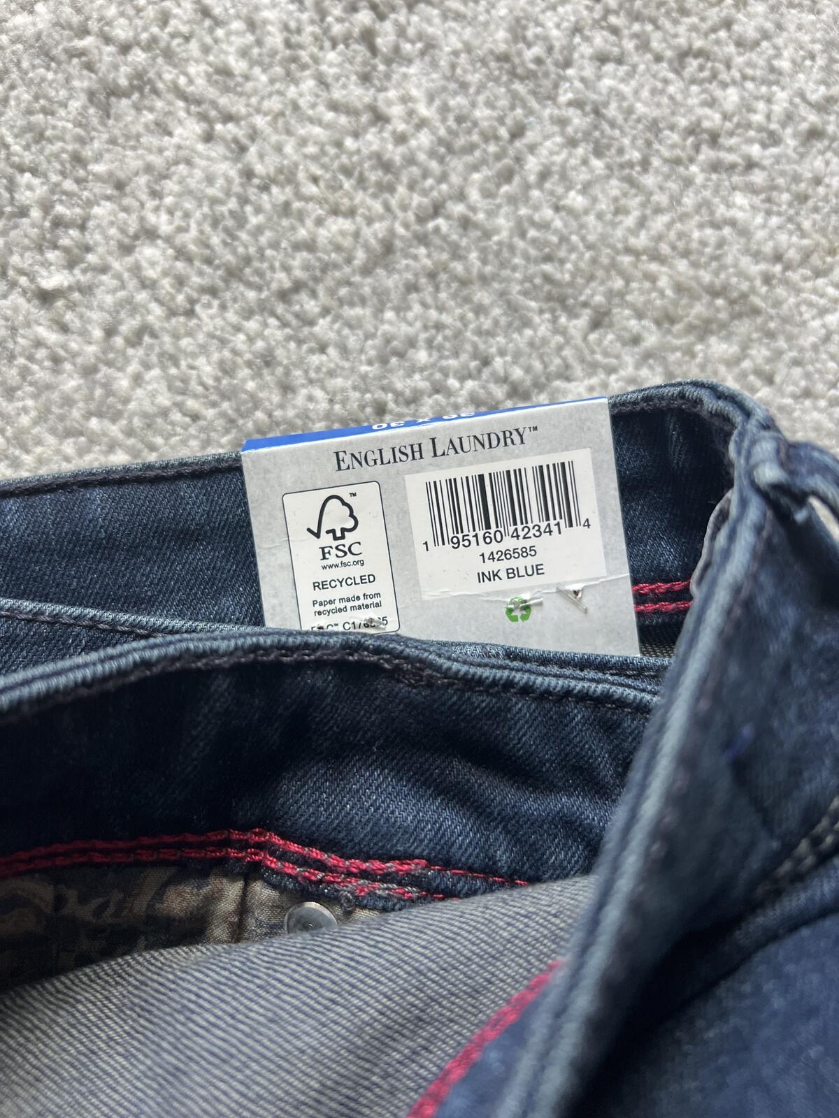 English Laundry ink blue straight fit jeans, size 36” x 30”