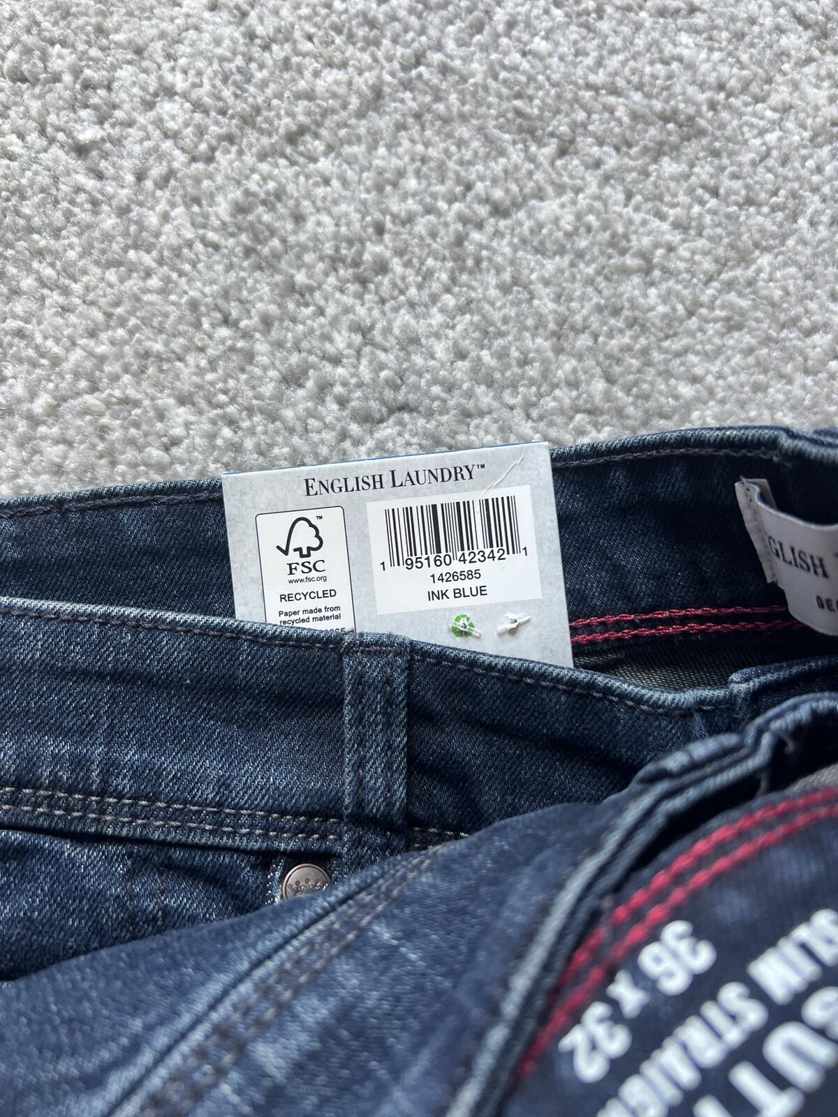 English Laundry ink blue jeans, size 36” x 32”