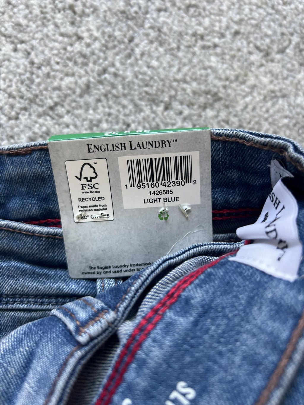 English Laundry light blue jeans, size 38” x 32”
