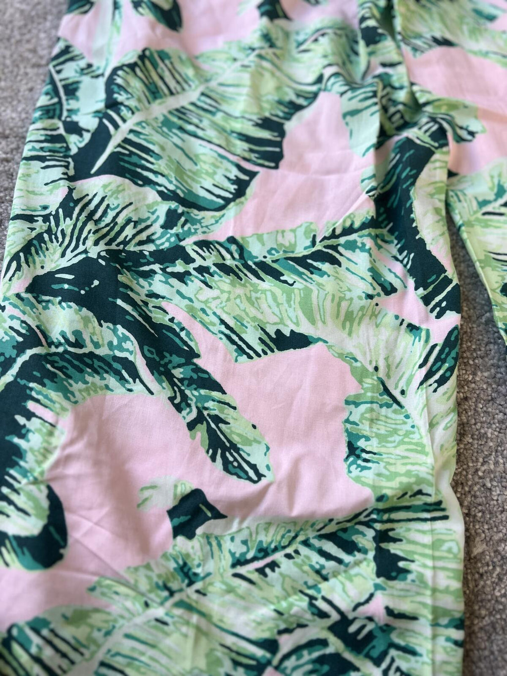Margaritaville wide leg green & pink trousers, size small