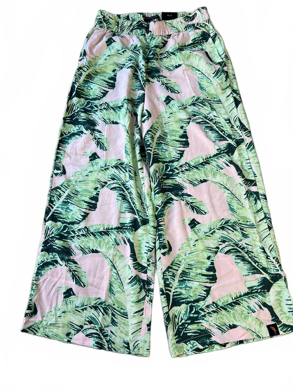 Margaritaville wide leg green & pink trousers, size small