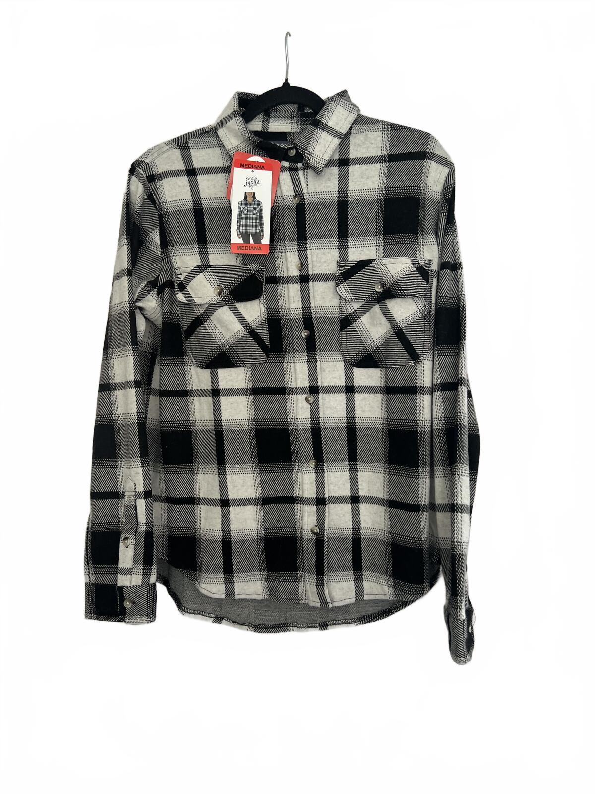Ladies soft feel black check shirt, size medium