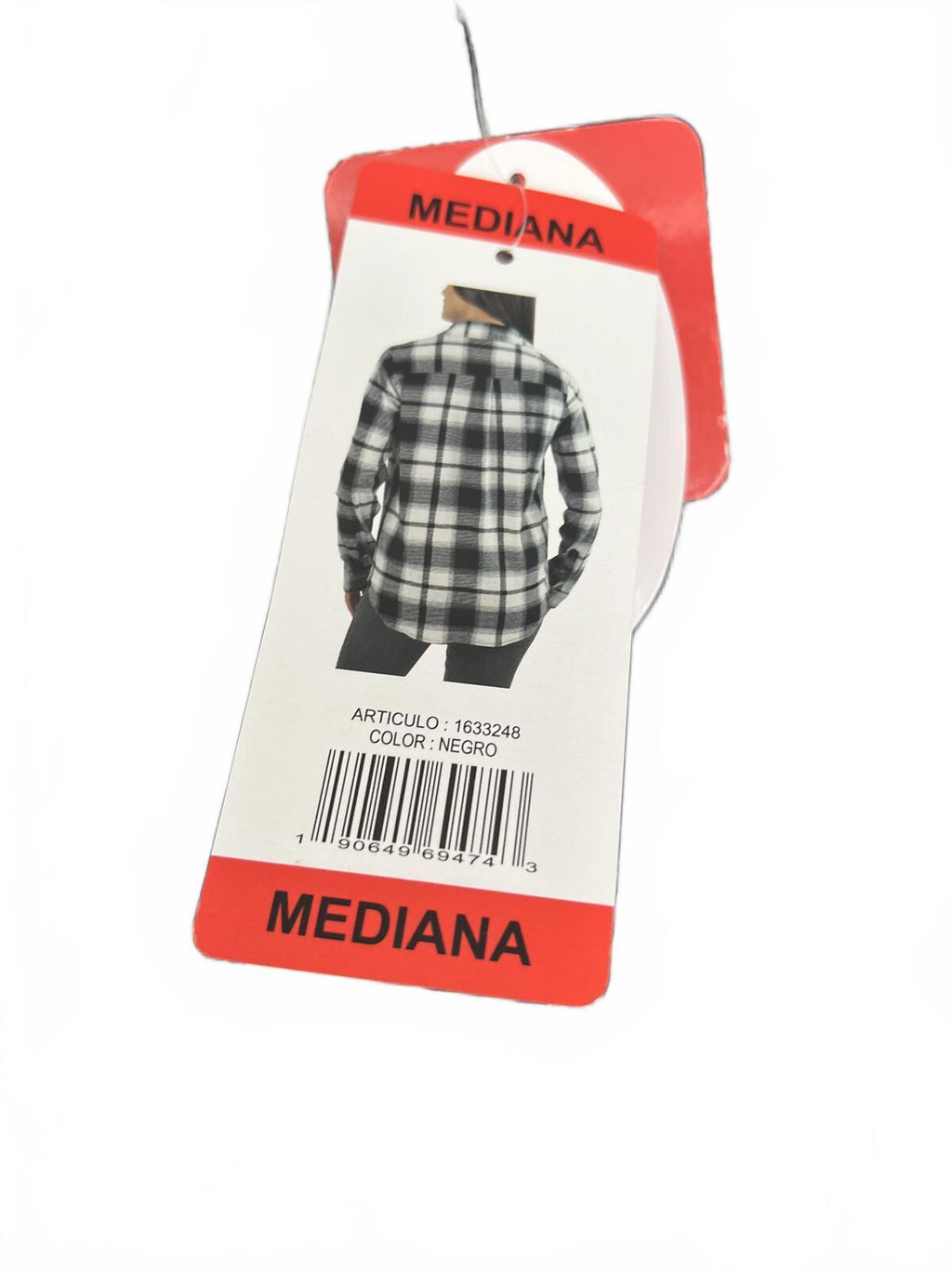 Ladies soft feel black check shirt, size medium