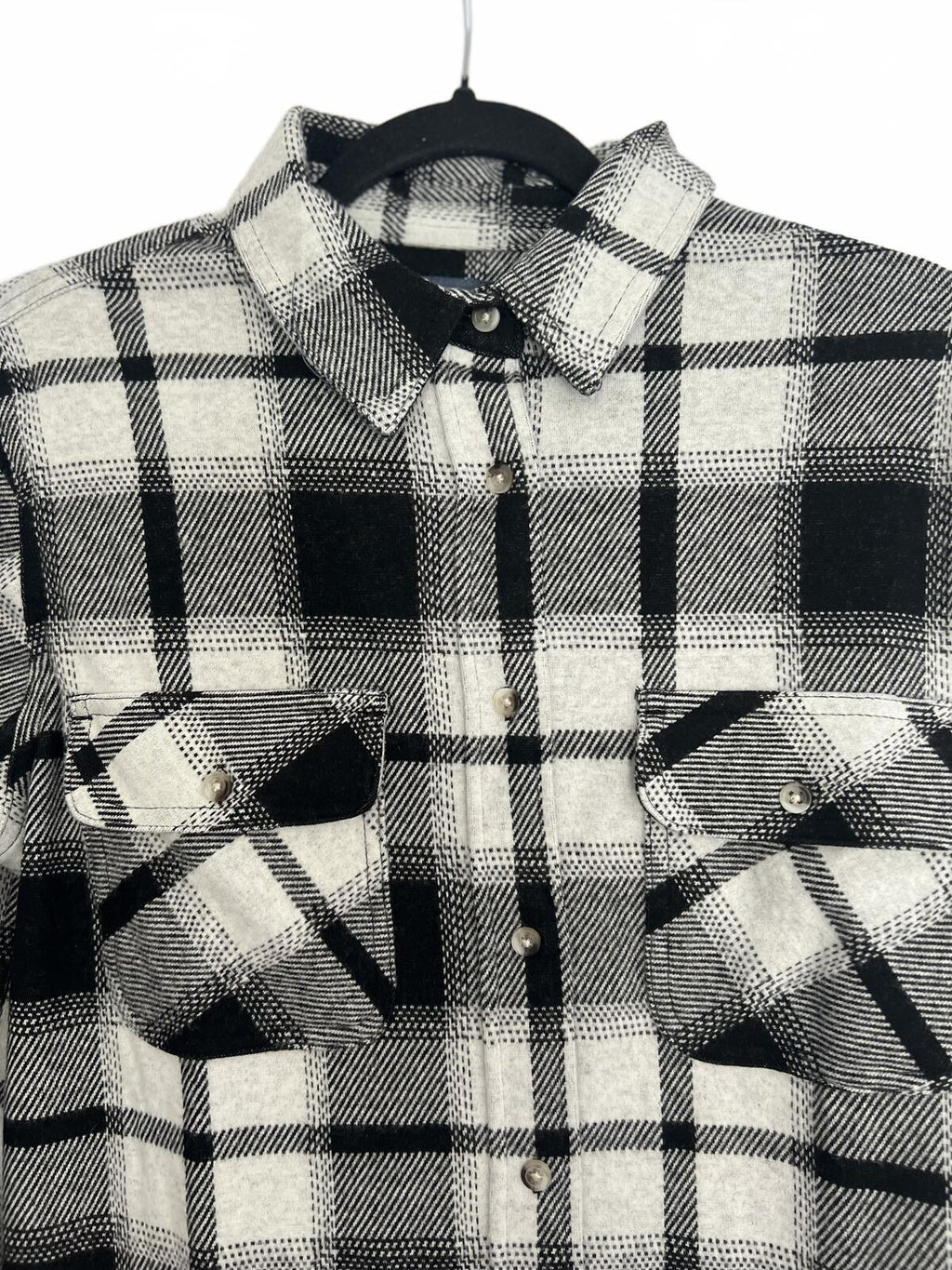 Ladies soft feel black check shirt, size medium