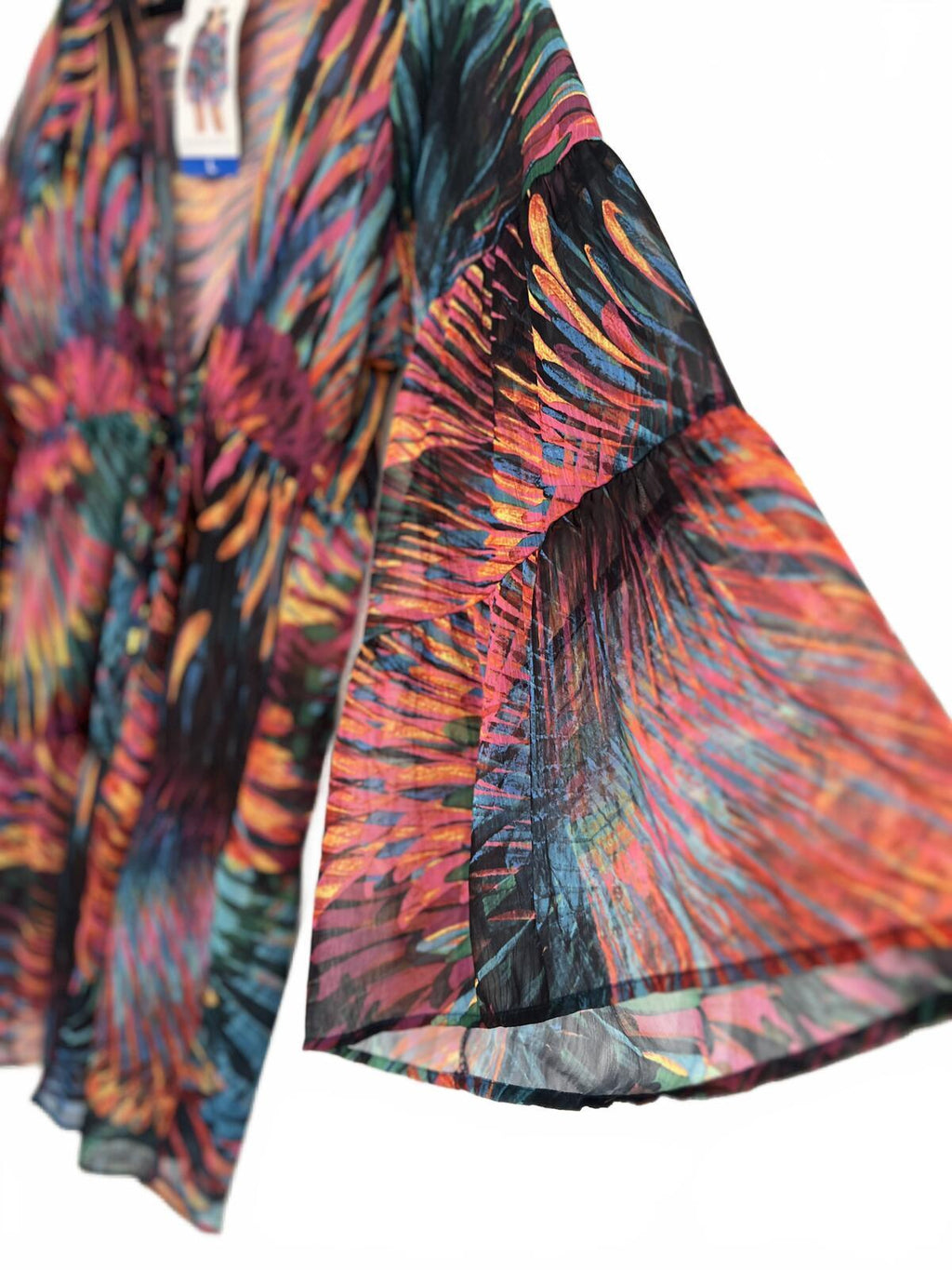 Multicoloured beach cover up blouse, size large