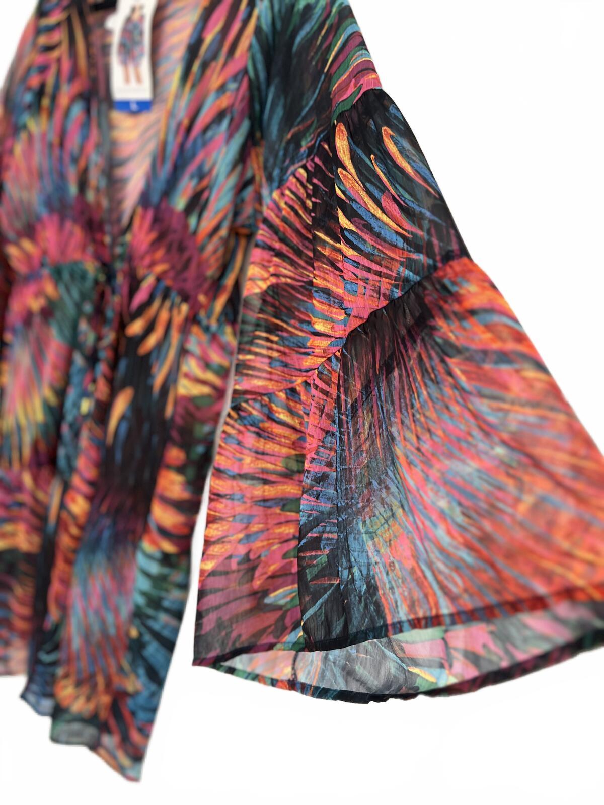 Multicoloured beach cover up blouse, size large