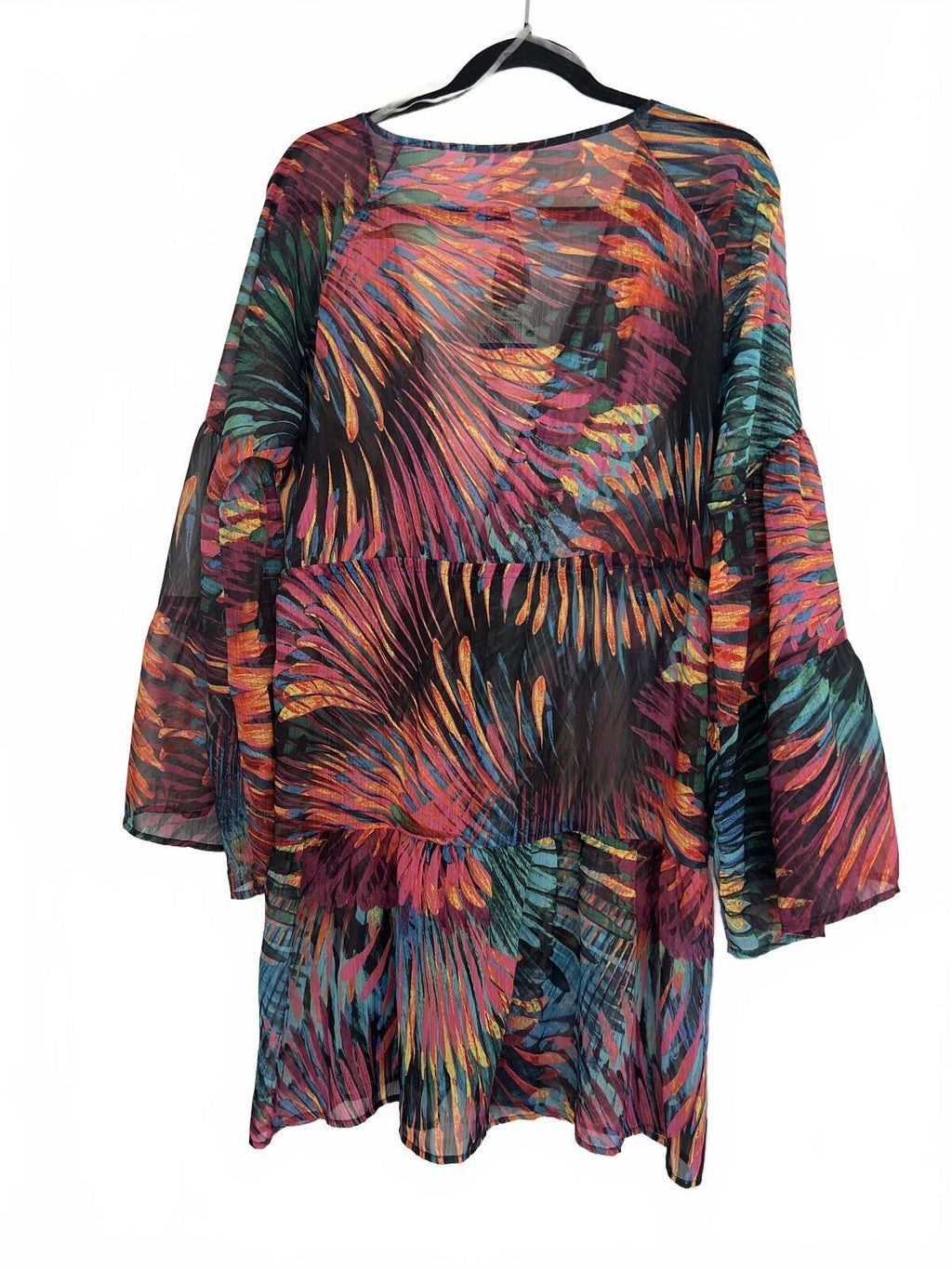 Multicoloured beach cover up blouse, size large
