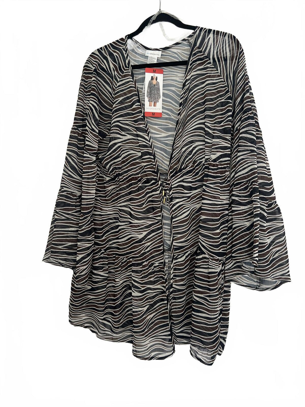 Zebra print beach cover up blouse, size medium