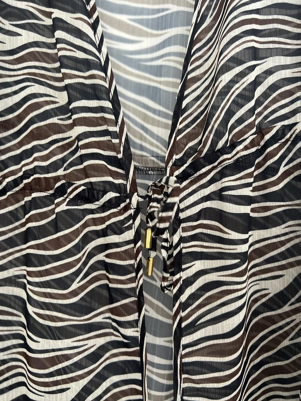 Zebra print beach cover up blouse, size medium
