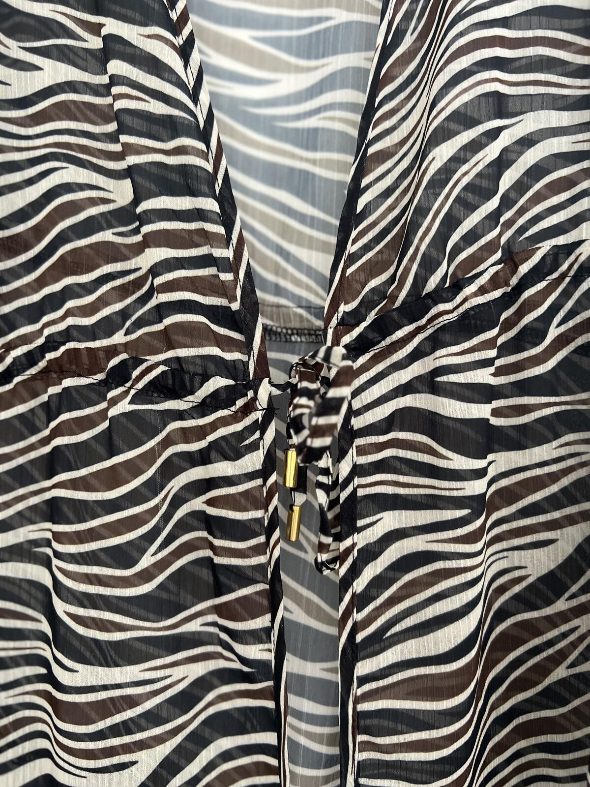 Zebra print beach cover up blouse, size medium