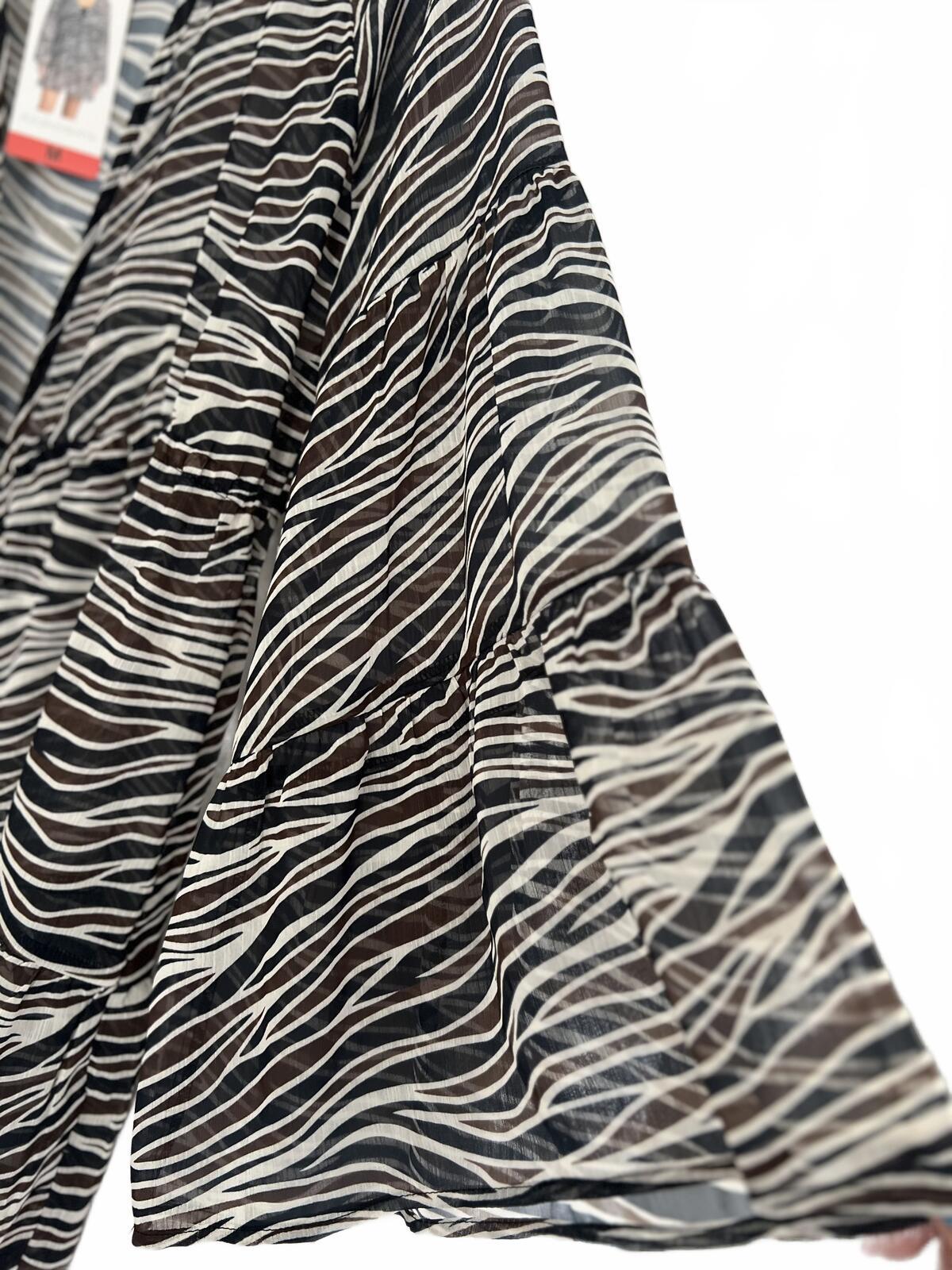 Zebra print beach cover up blouse, size medium