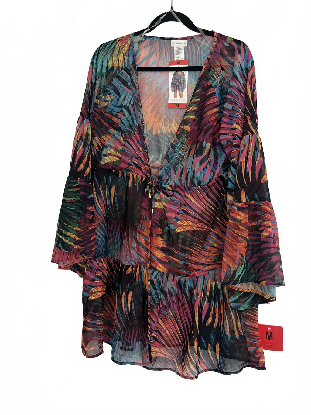 Multicoloured beach cover up blouse, size medium