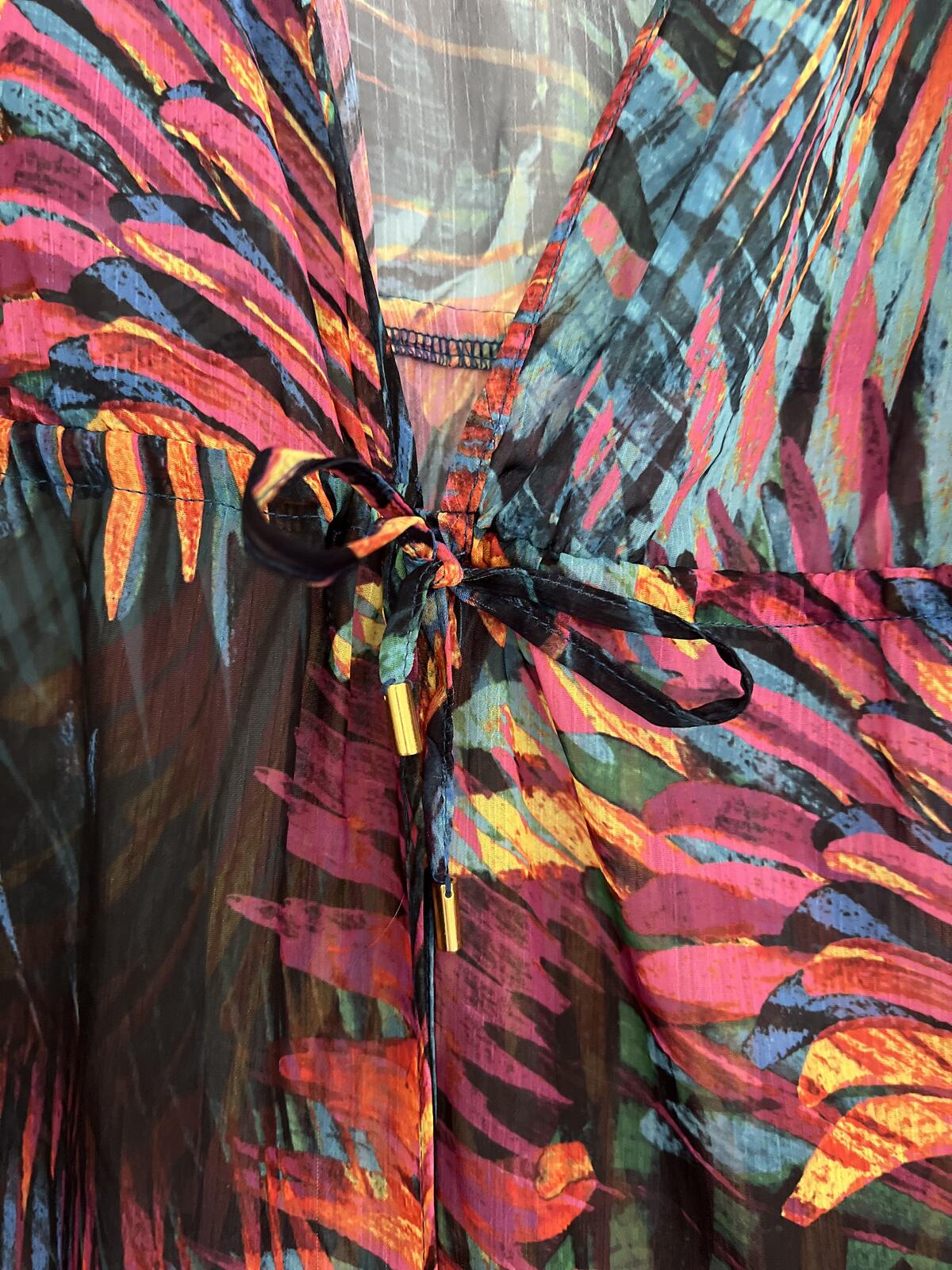 Multicoloured beach cover up blouse, size medium