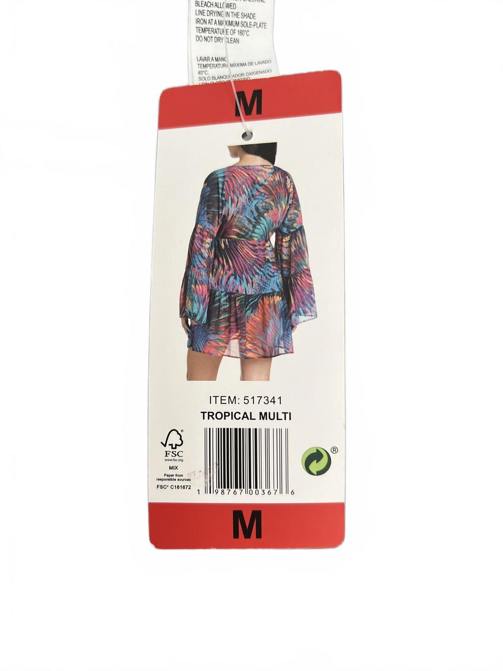 Multicoloured beach cover up blouse, size medium