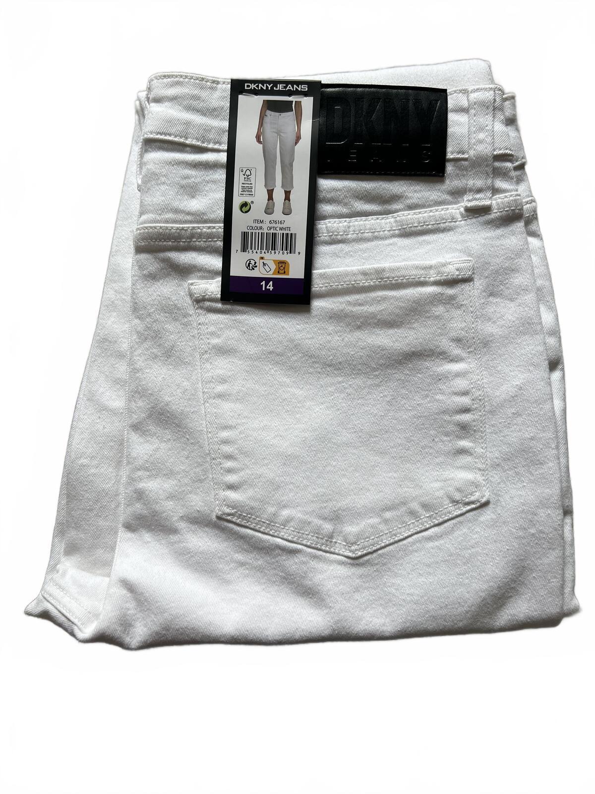 DKNY white cropped jeans, size 14