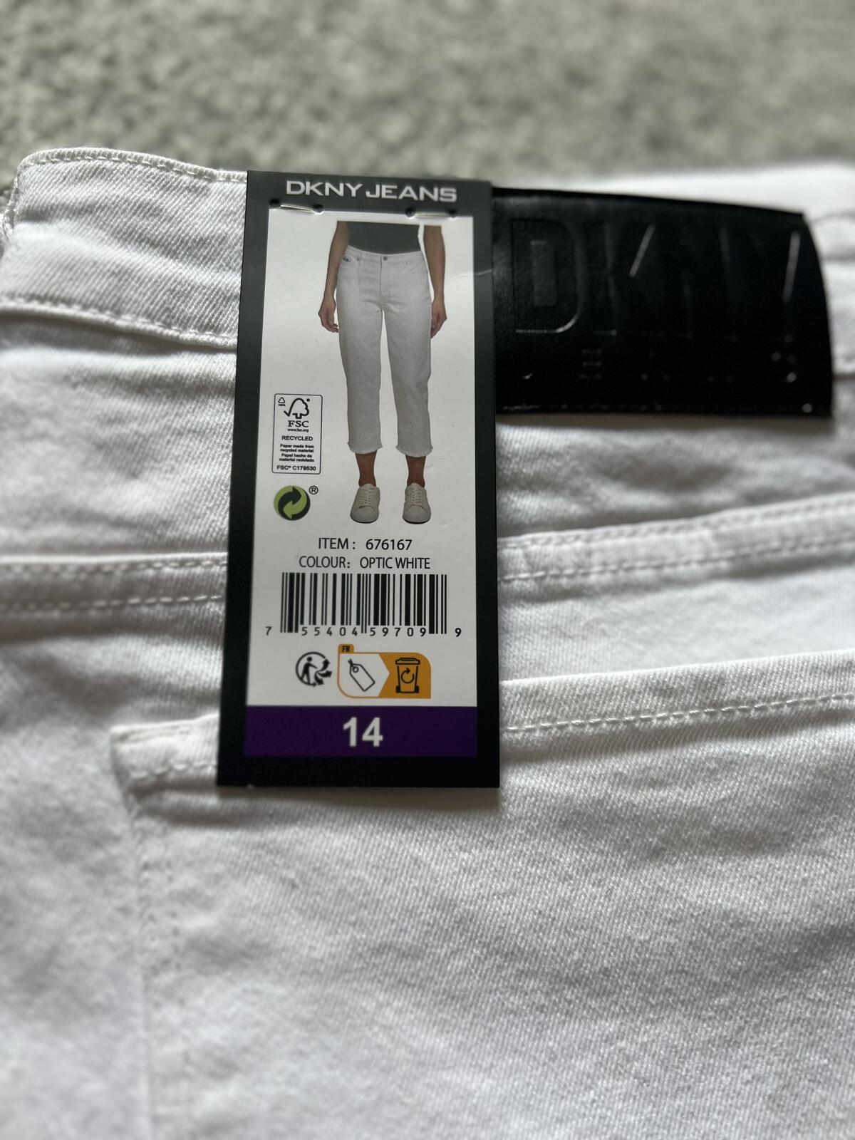 DKNY white cropped jeans, size 14