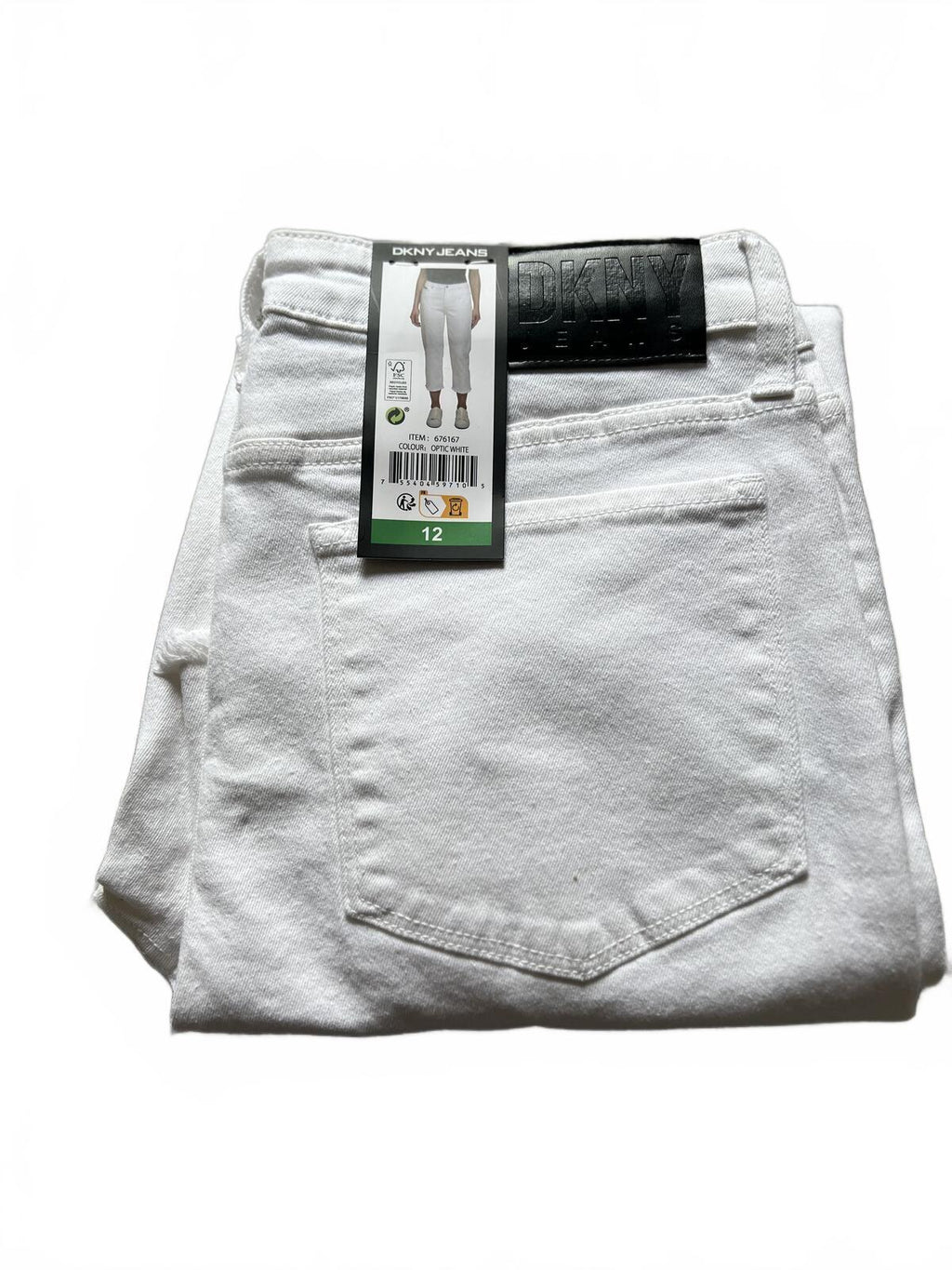 DKNY white cropped jeans, size 12
