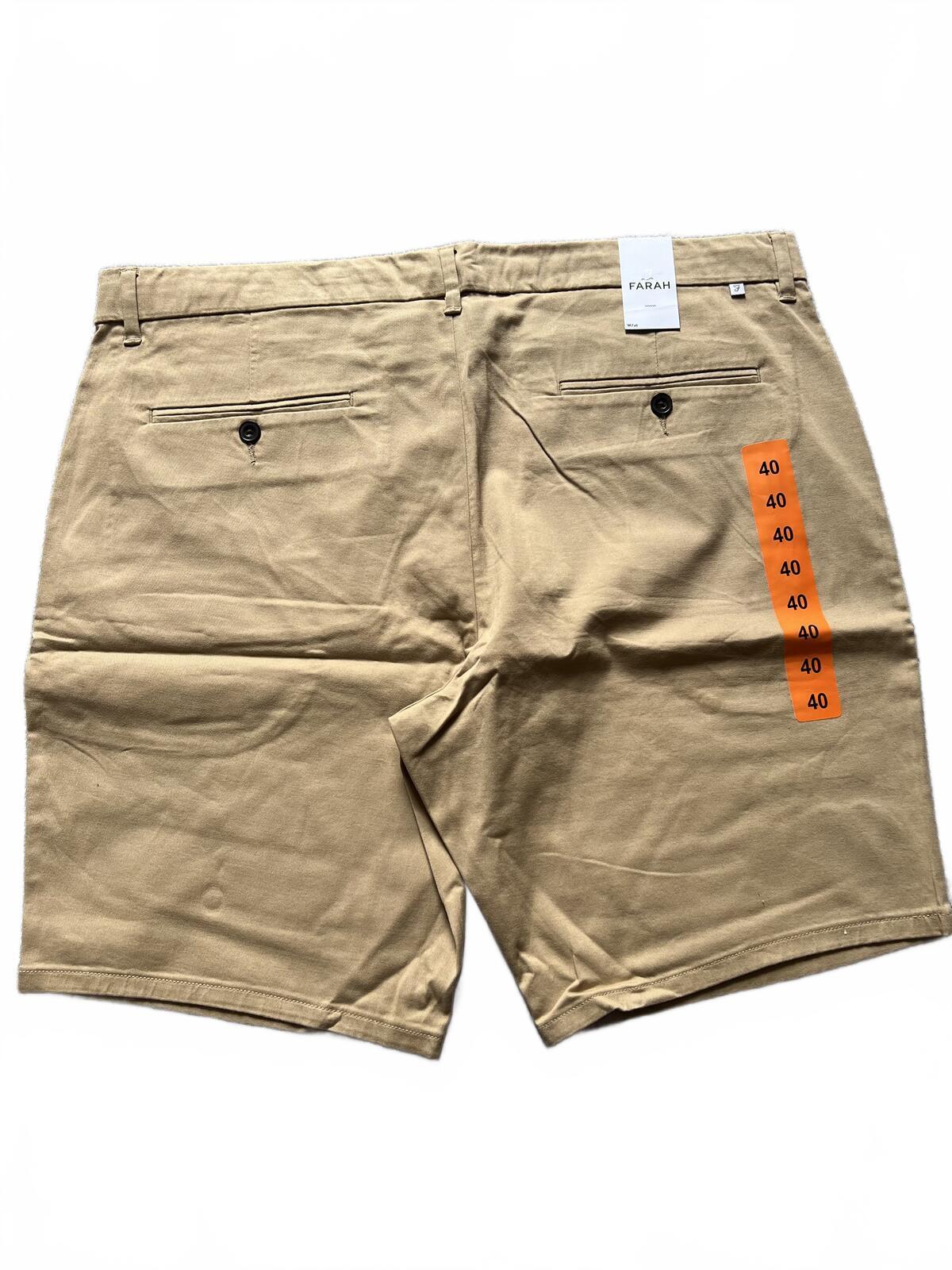 Farah men’s tan chino shorts, size 40” waist