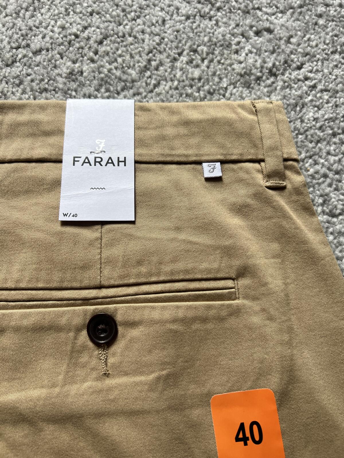 Farah men’s tan chino shorts, size 40” waist